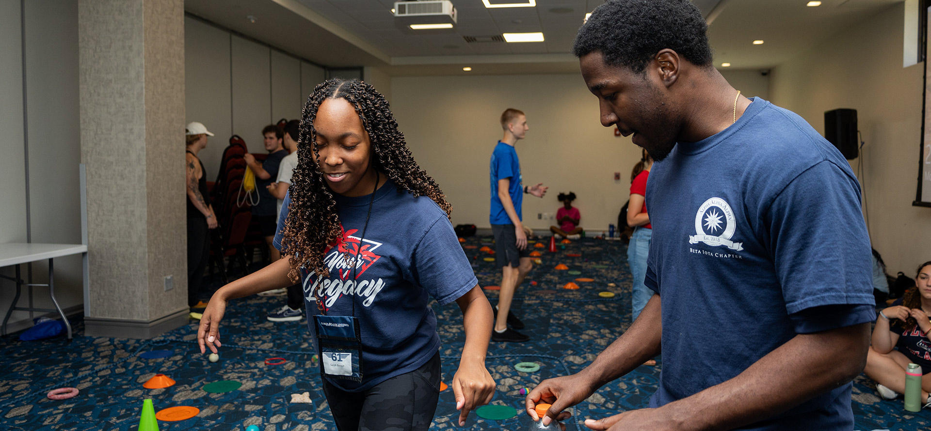 Students playing a game and having fun