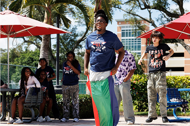 Students having fun doing various activities at Florida Atlantic