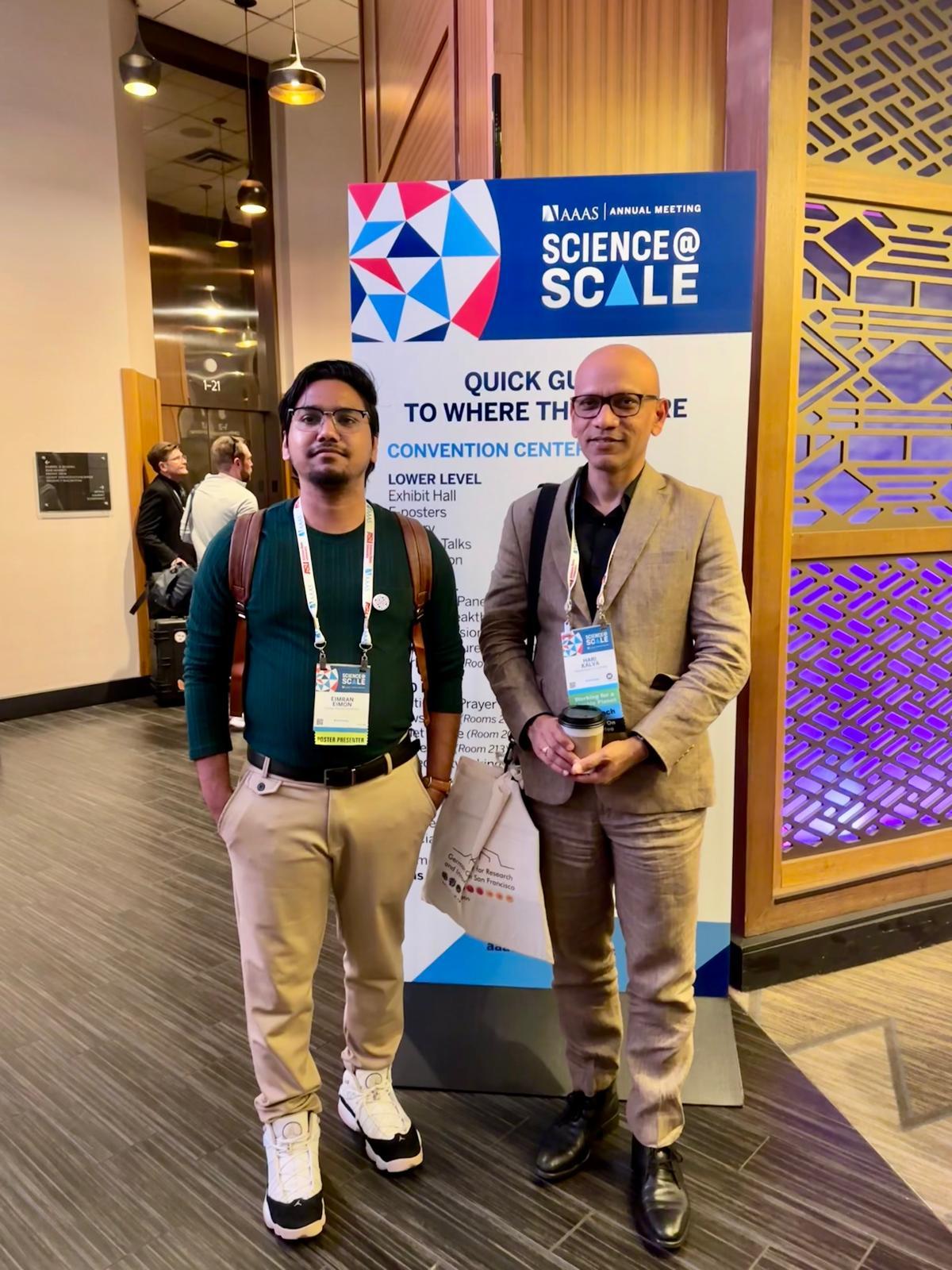 A photo of Eimran Eimon and Dr. Hari Kalva at AAAS 2026 (Phoenix, AZ)