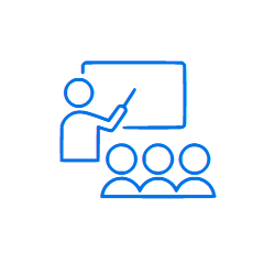 Icon showing a group of people watching presentation