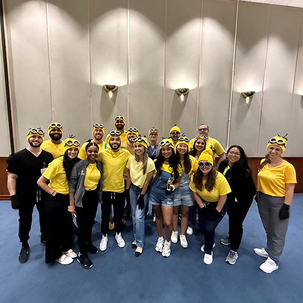 Residents dressed as Minions for a Halloween event