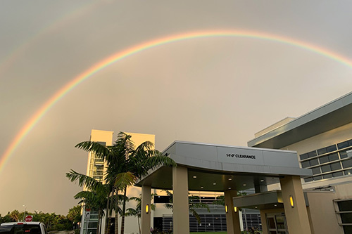 Double rainbow over hospital in south florida