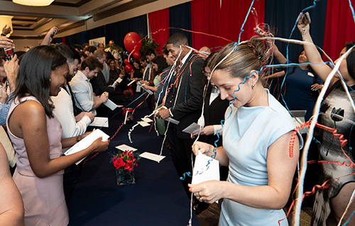 FAU Schmidt College of Medicine MD students celebrating together after opening their match letter at Match Day 2025