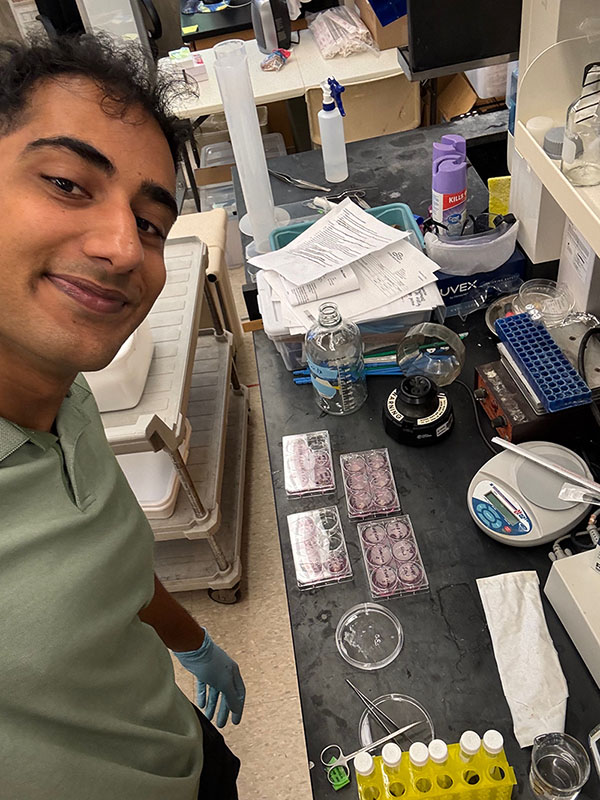 Nikhil Prabhakar working in the lab