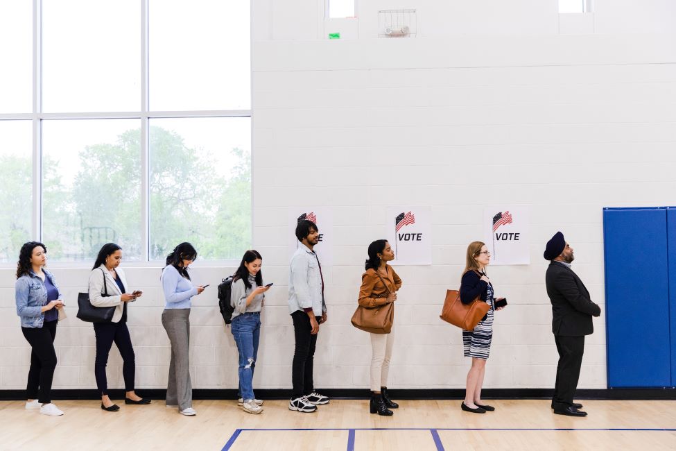 Voters waiting to cast their ballots