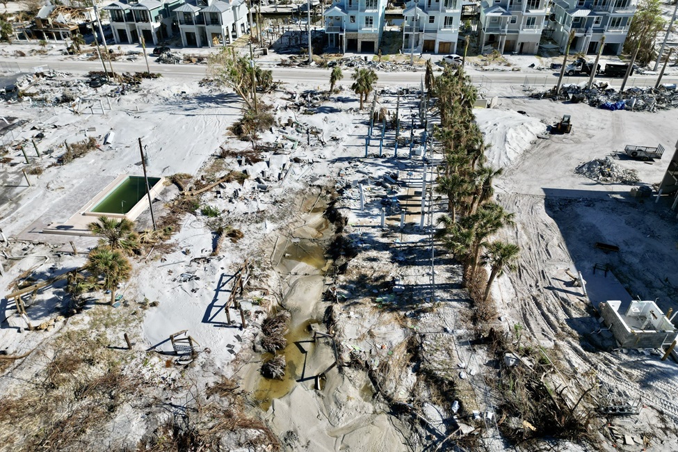 An ariel view of the structural damage on Southwest Florida’s Estero Island in the aftermath of Hurricane Ian. (Photo credit: Ryan Sloan, Florida Atlantic University)