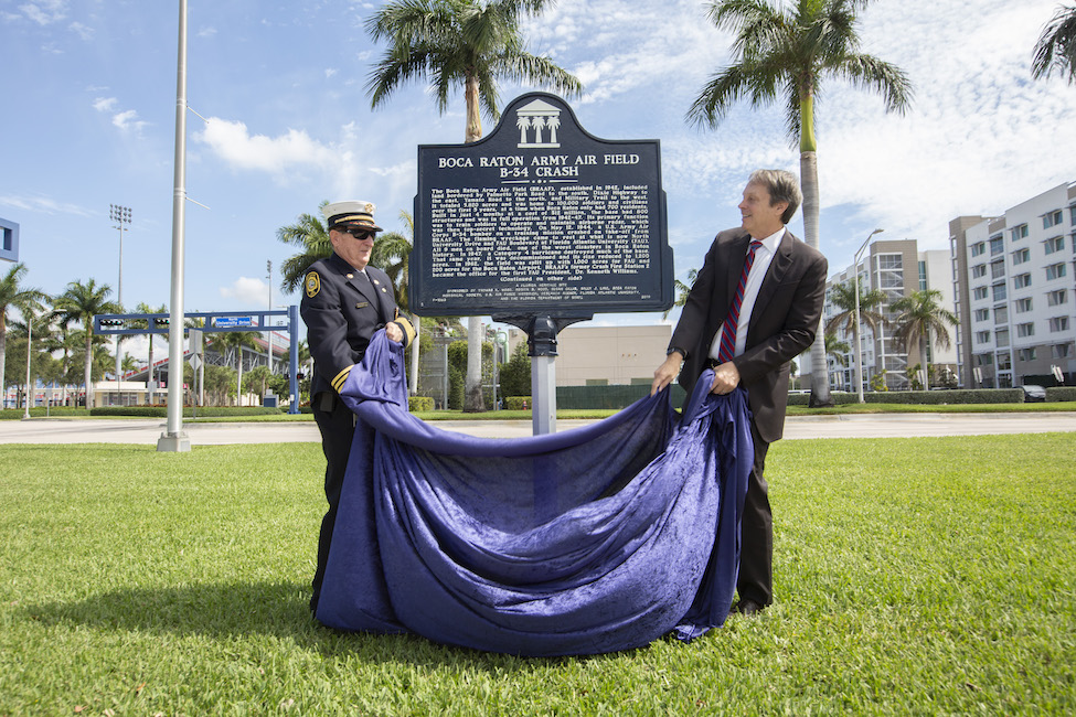 Florida Atlantic University unveiled an Army Airfield Historical Marker today to honor nine U.S. Army Air Corps personnel who lost their lives in a U.S. Army Air Corps Lockheed B-34 Lexington bomber crash during World War II. 