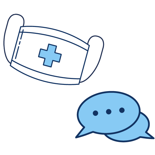 illustration of mask with chat bubbles