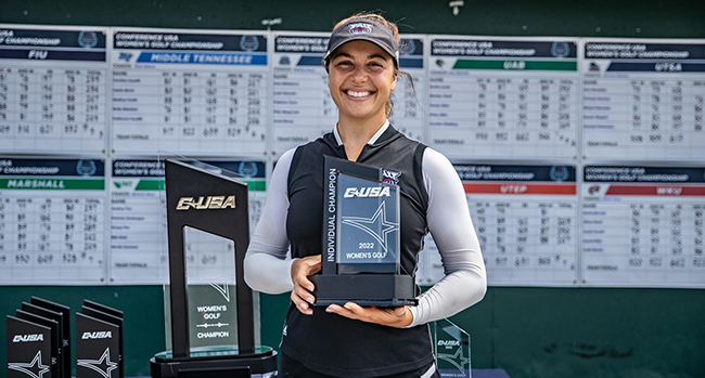 FAU senior Letizia Bagnoli earns the Individual Champion title at the 2022 C-USA women's golf championship