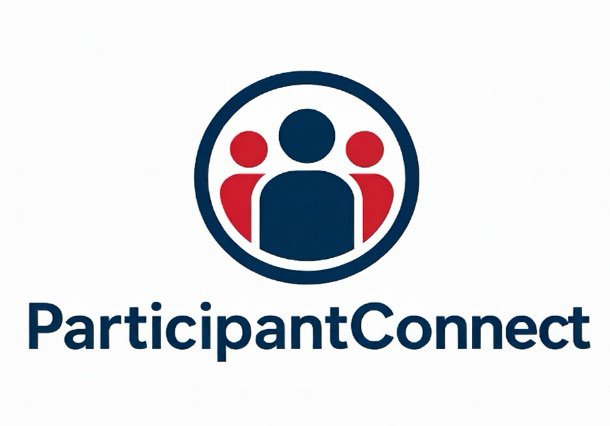 blue circle with three blue and red people icons and words 'ParticipantConnect' beneath