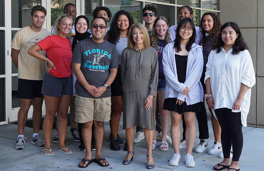 group of students and professor