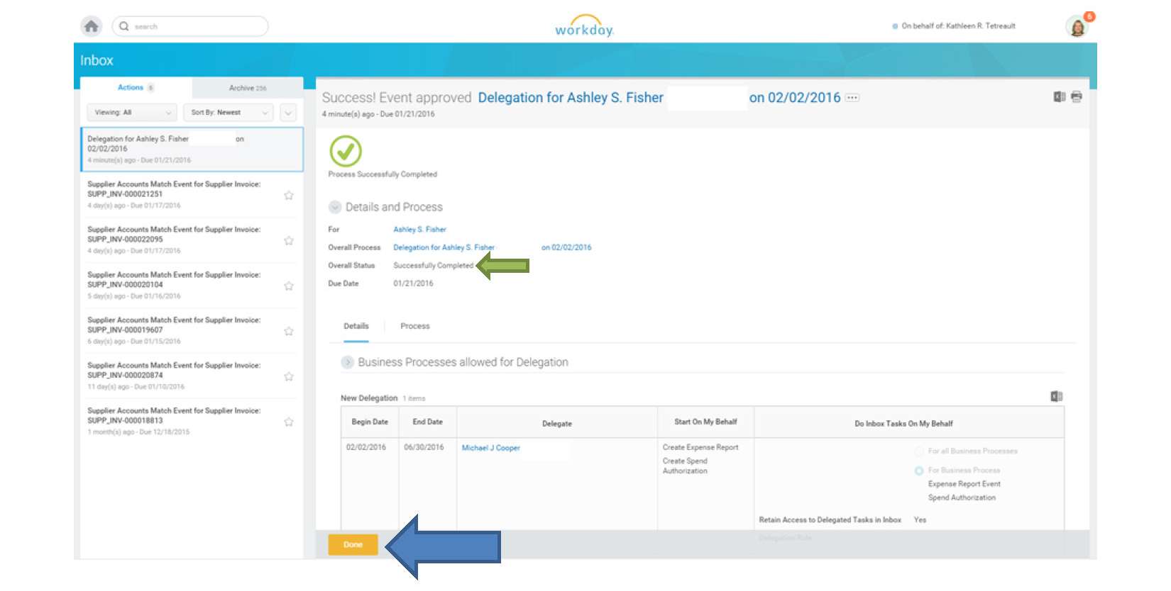 Screenshot showing the Overall Status as Successfully Completed with Done button
