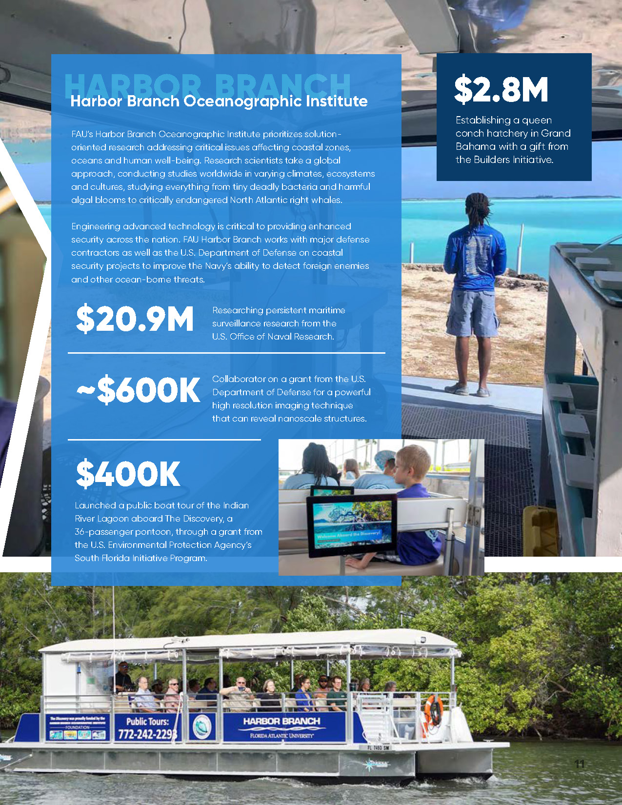 Harbor Branch Oceanographic Institute public boat tour vessel on the Indian River Lagoon