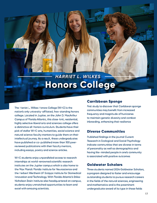 three researchers in lab (Wilkes Honors College)
