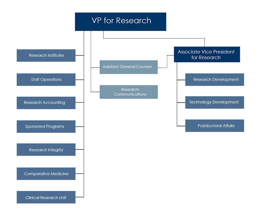 organizational chart for the Division of Research at FAU