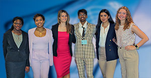 Florida Atlantic representatives at a recent diplomacy conference, from left: Francesca Val, Regina Francis, Vaden Hughes, Emaad Khan, Vesal Farsian and Anna Murphy