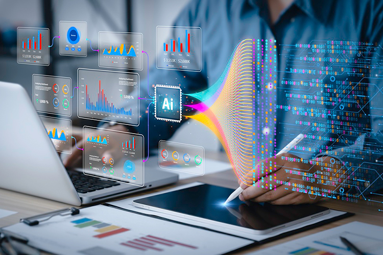 person and virtual monitor display