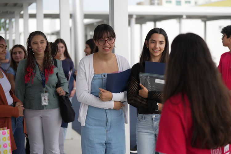 group of students in hallway