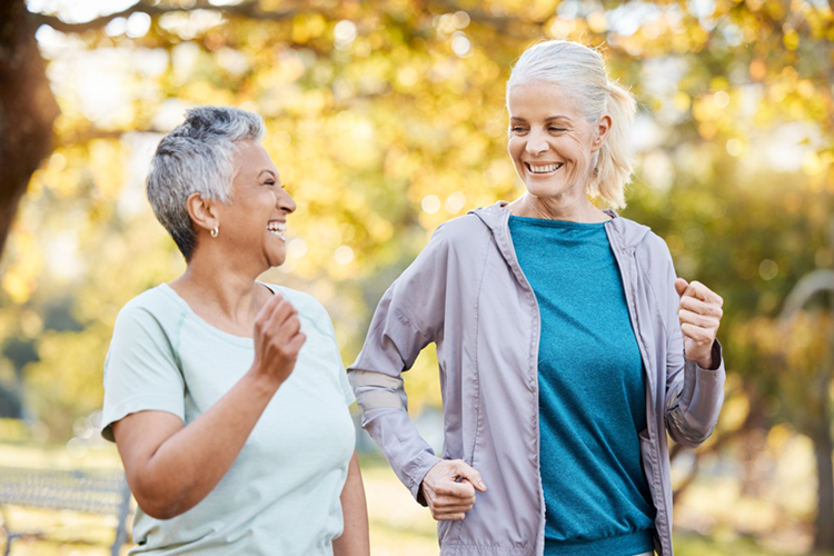 two older women walking