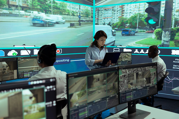 people sitting at desks/computers in office setting