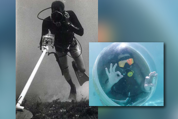 collage of ocean engineering images with divers and equipment