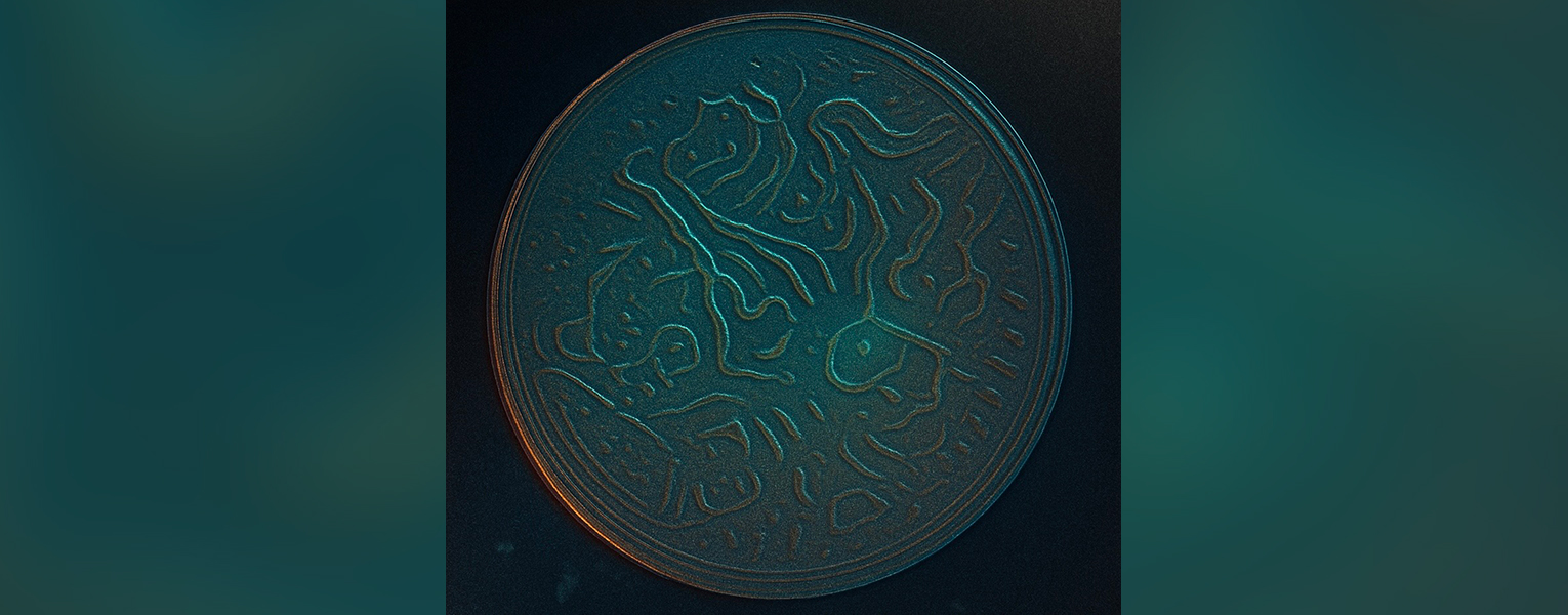 teal and black microscope view of C. elegans nematodes