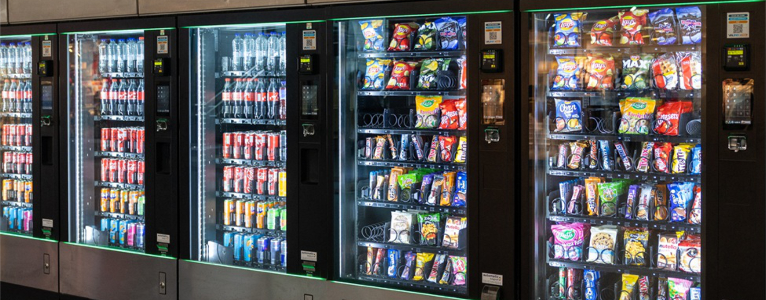 vending machine filled with ultra-processed food selections