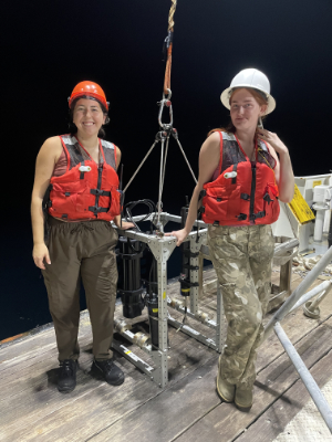 Florida Atlantic Ph.D. students Olivia Ruchti and Madison Bennett with the AUTOHOLO