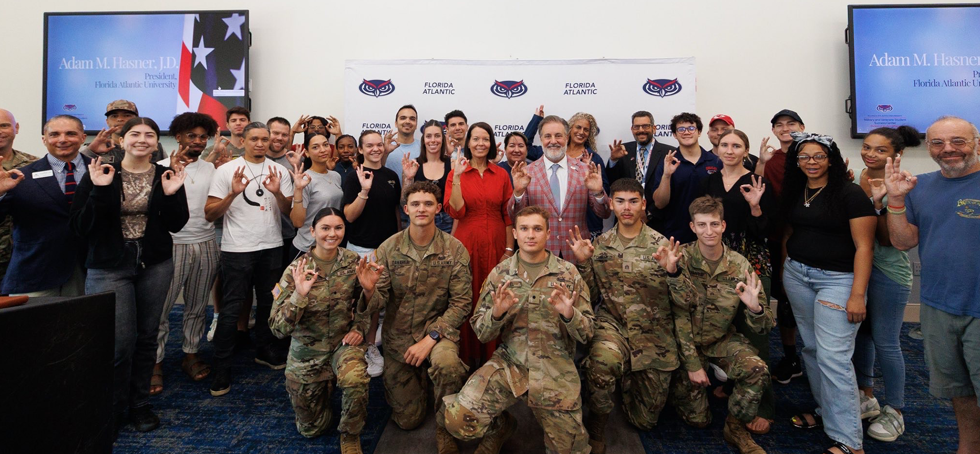 ROTC Students with FAU President Adam Hasner
