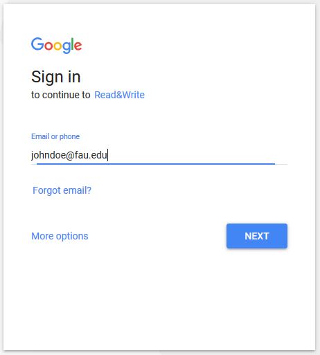Sign into FAU Google Domain