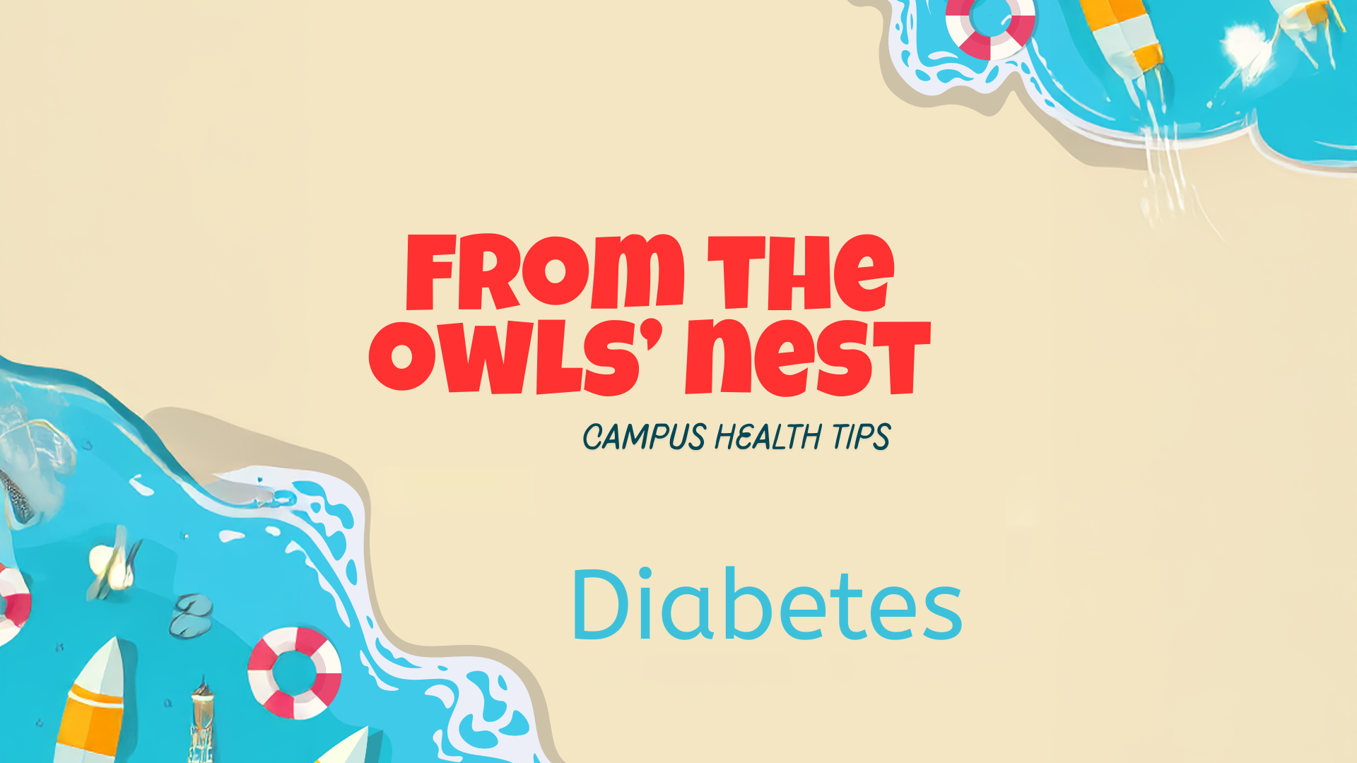 Beach graphic with the From the Owls' Nest 