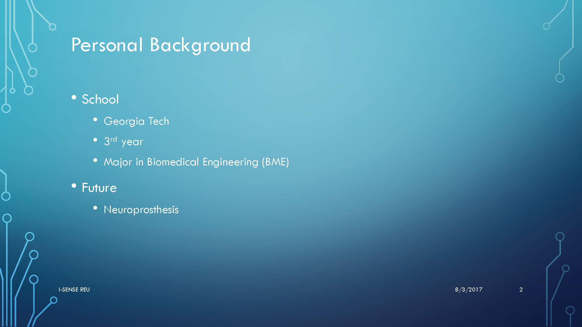 Slide 2: Personal background information about Paul Scarpinato including school and career goals