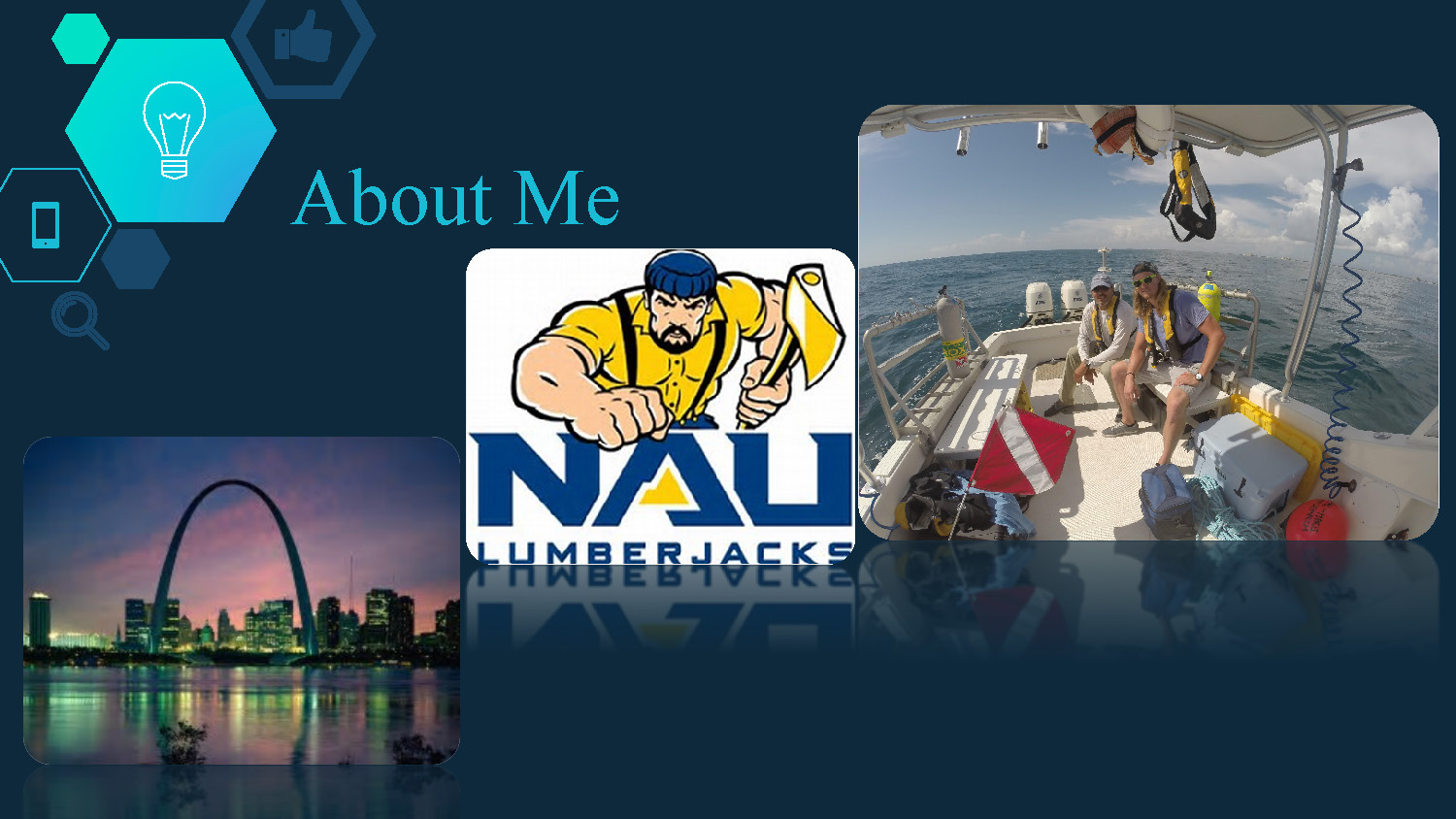 Slide 2: About Me section introducing the presenter