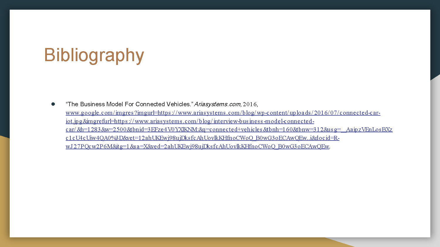 Slide 8: Bibliography and references for the connected vehicle research project