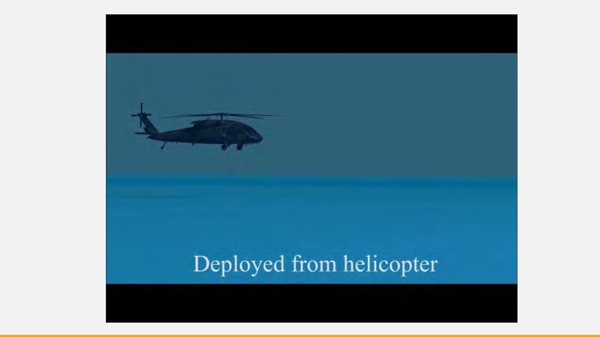 Slide 3: Image of helicopter over water