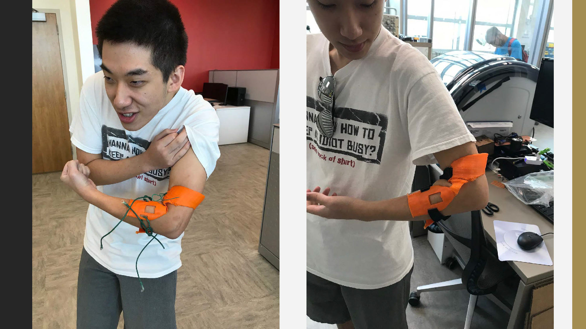 Slide 12: images of person with brace-like device on forearm