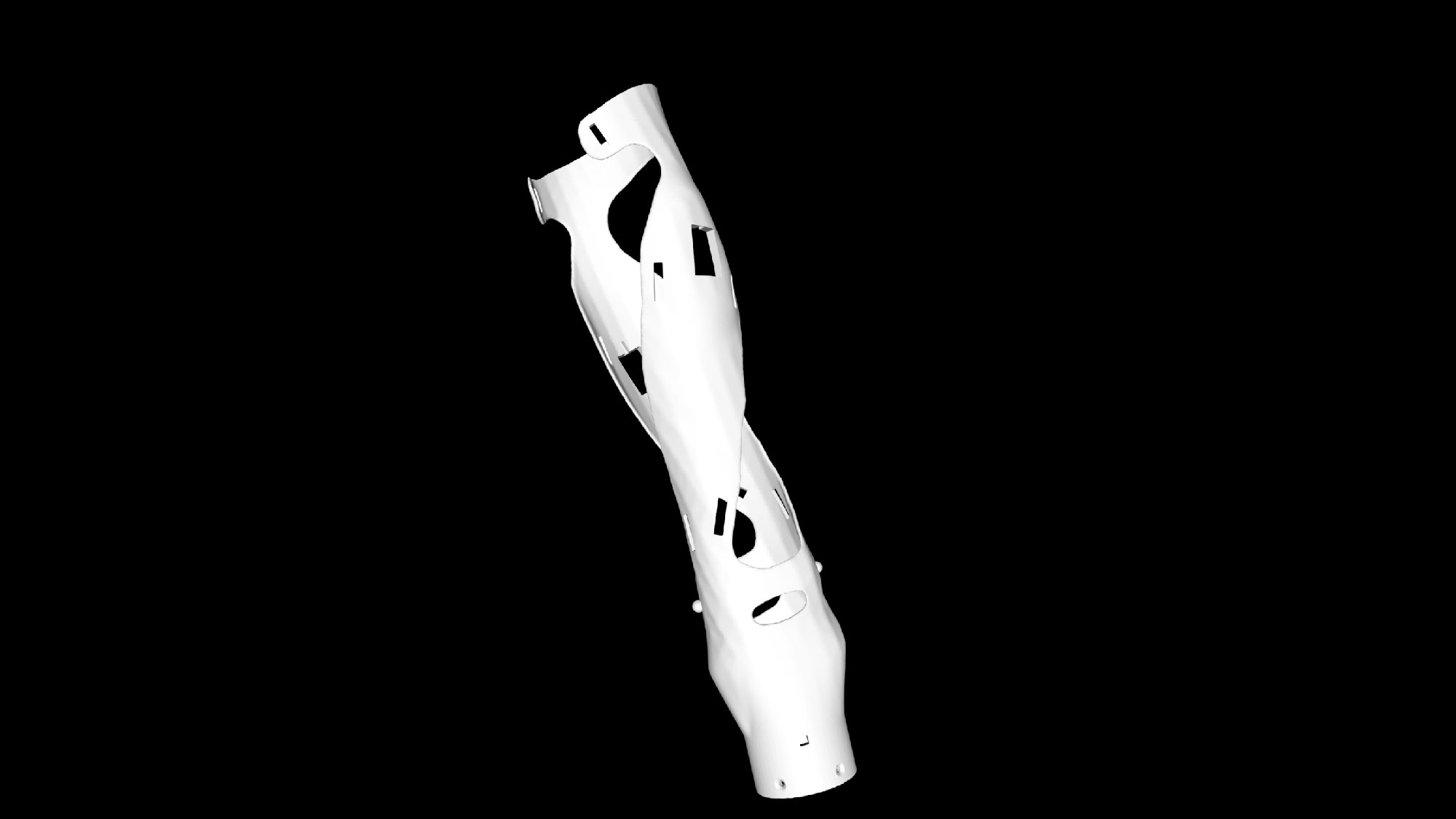 Slide 14: 3D render of a white, hollow, anatomical model of a human forearm and hand
