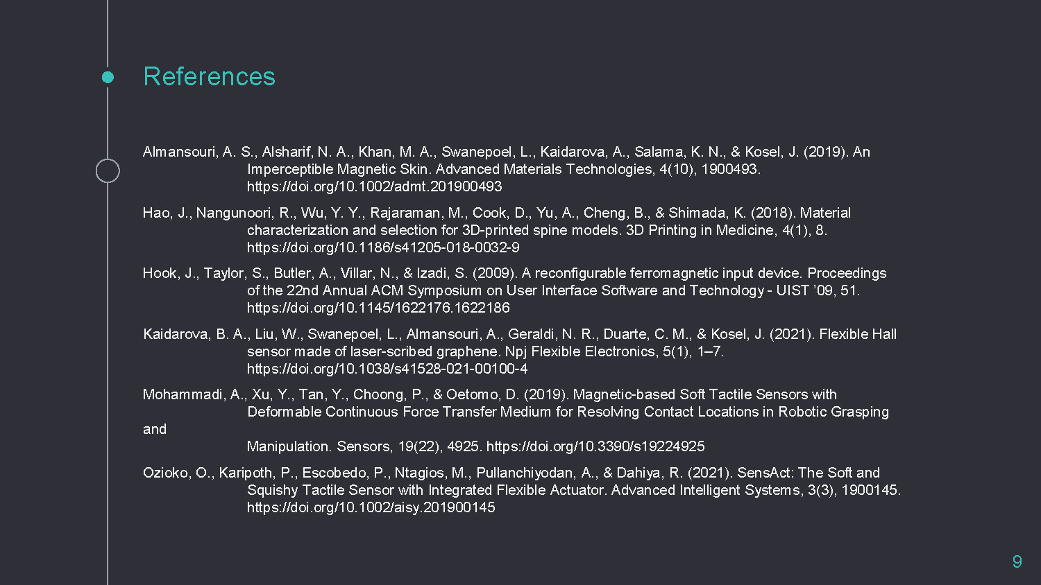 Slide 9: References section with academic citations