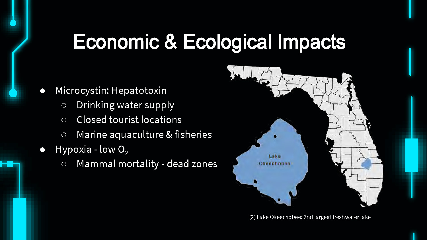 Slide 3: Economic and ecological impacts of harmful algal blooms with focus on Lake Okeechobee