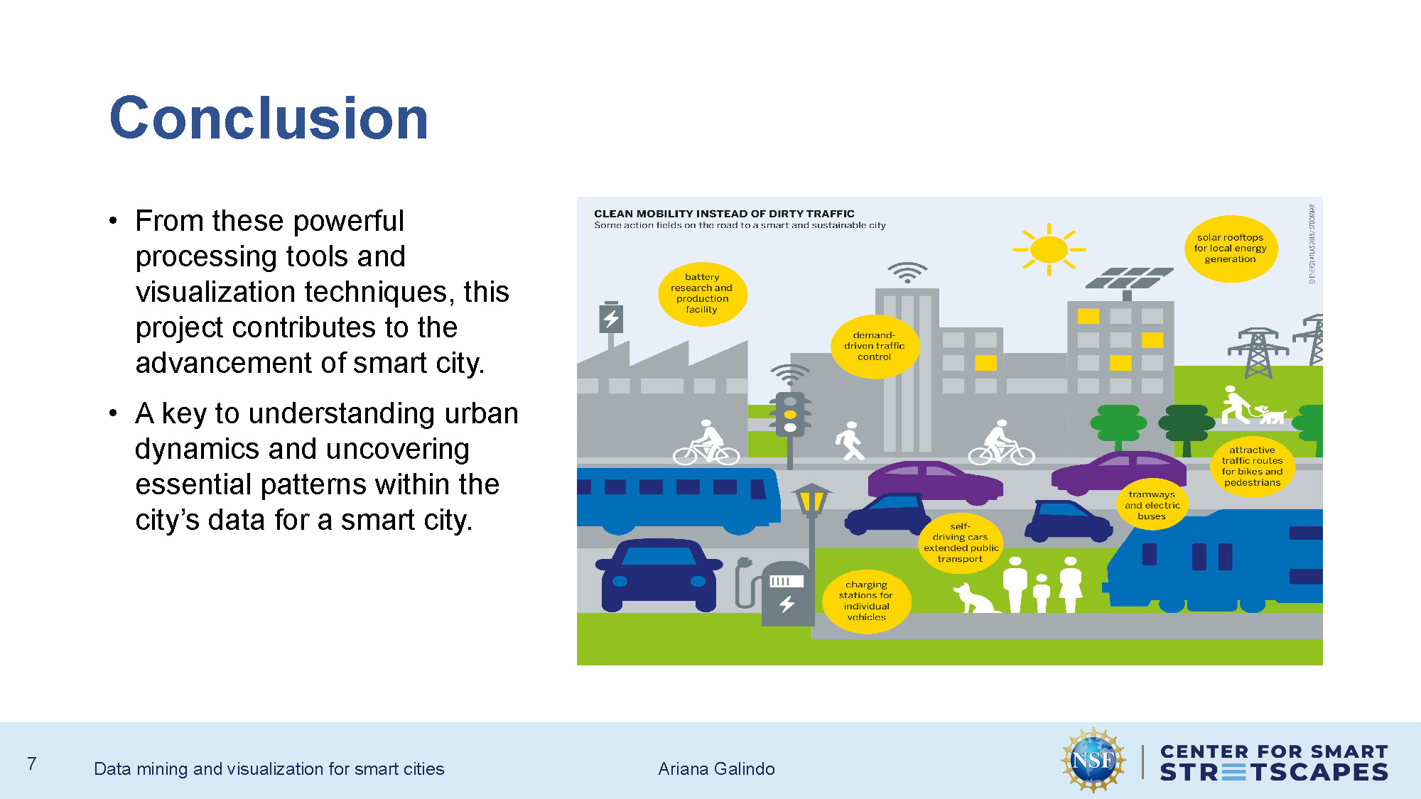 Slide 7: Research conclusions highlighting contributions to smart city advancement