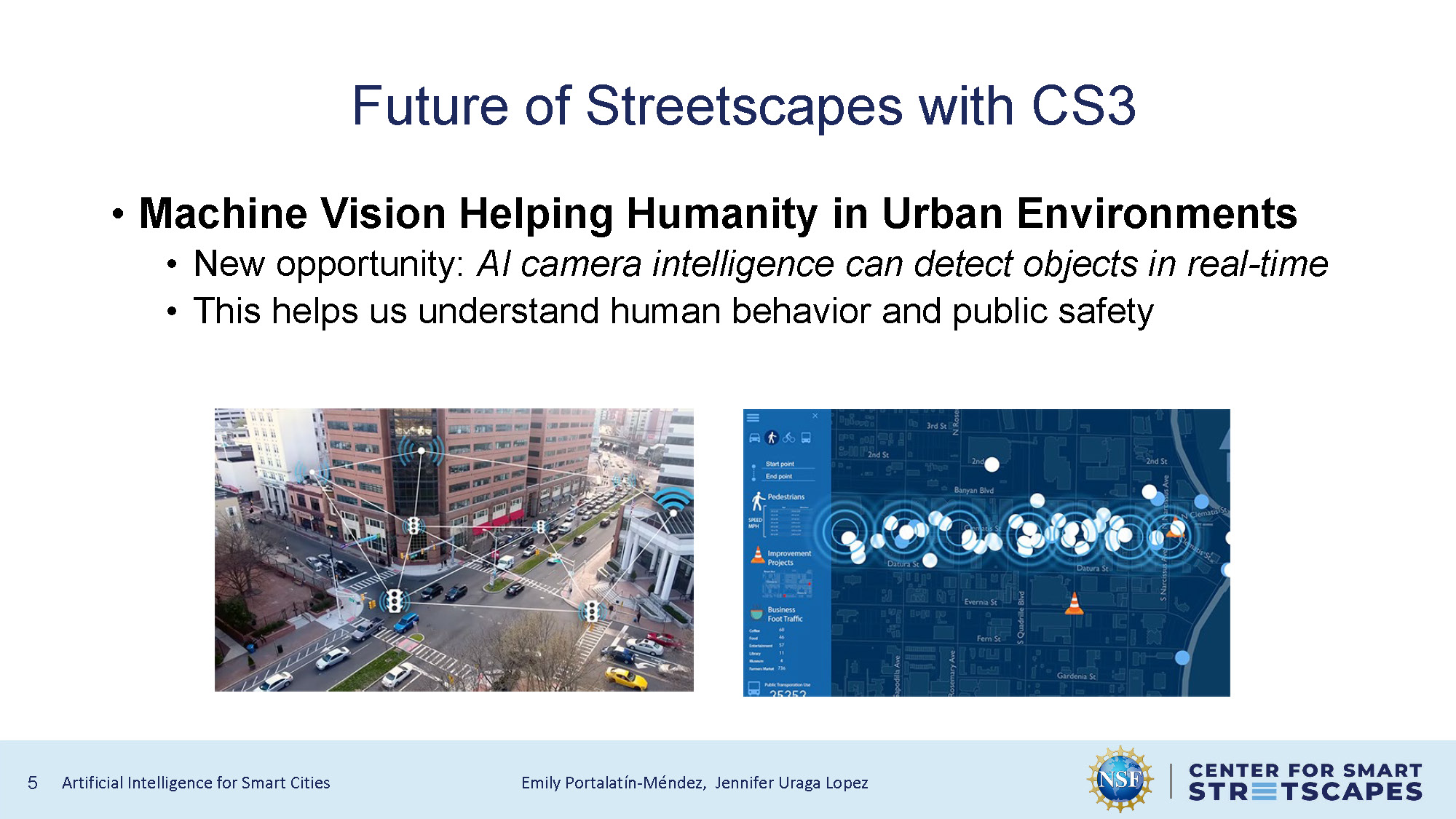 Slide 5: Future of Streetscapes with CS3 showing machine vision applications