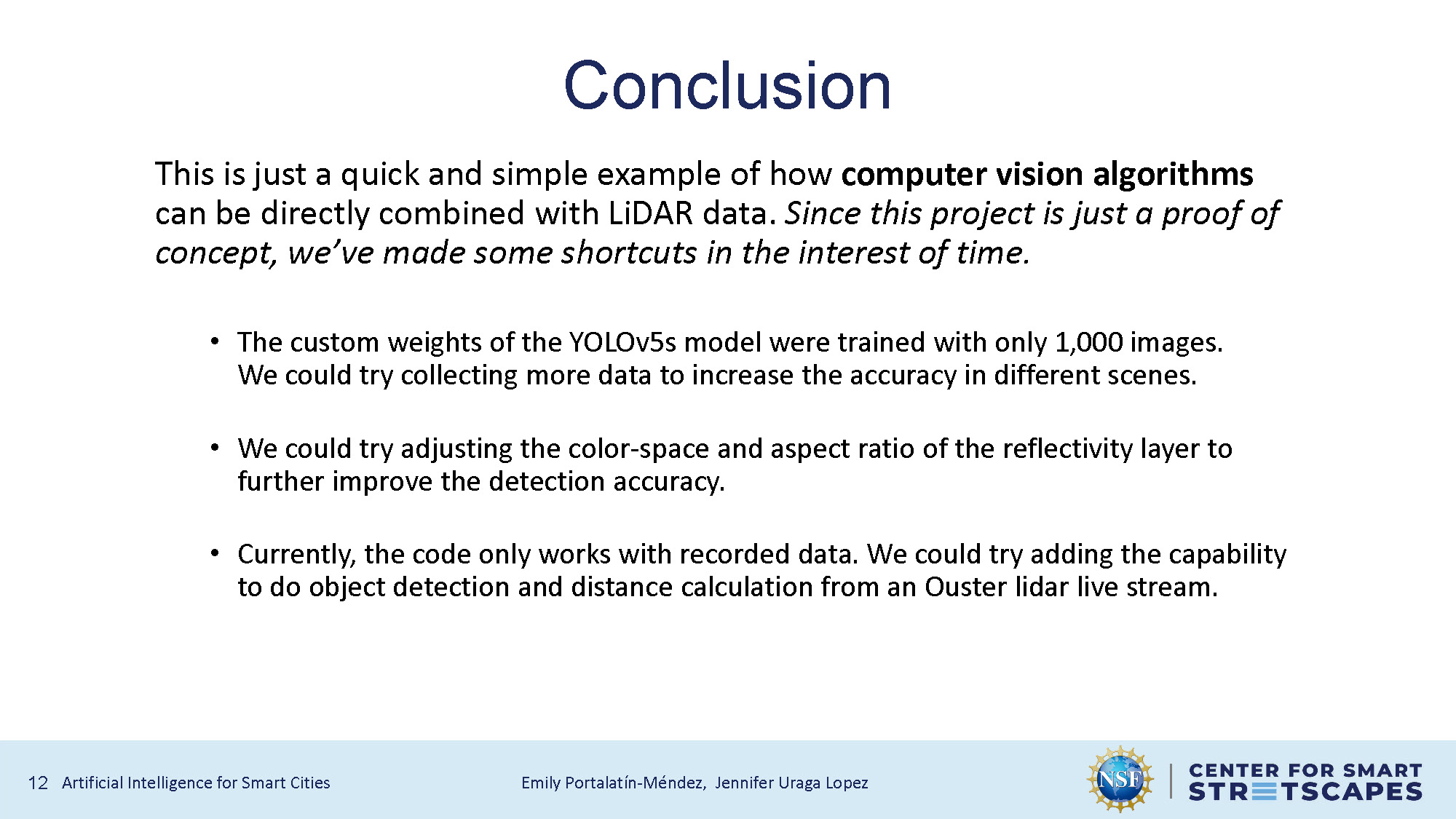 Slide 11: Conclusion and future work recommendations