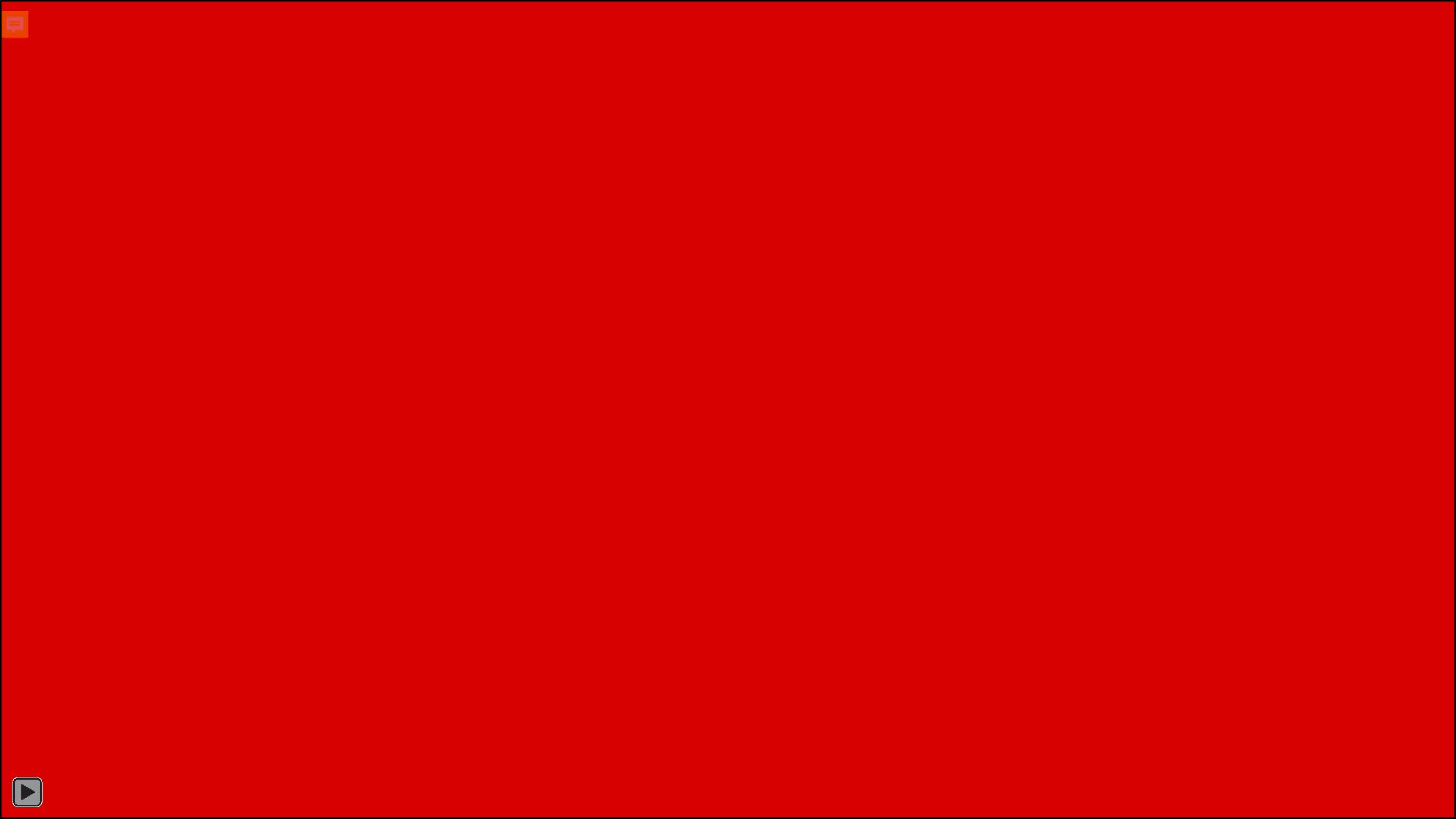 Slide 1: Red video placeholder with video icon on lower left