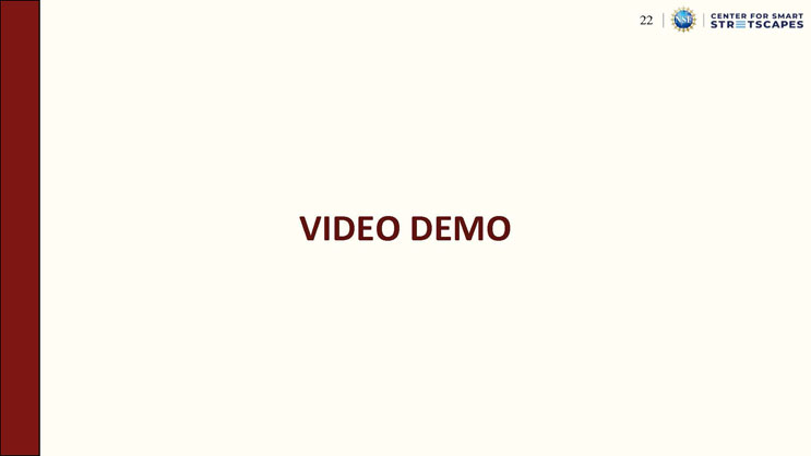 Slide 22: Section divider slide reading VIDEO DEMO.