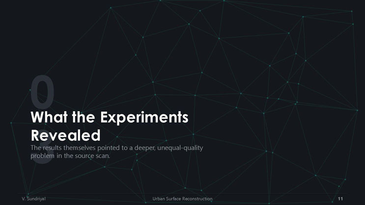 Slide 11: Section divider for What the Experiments Revealed, introducing the discovery of an unequal-quality problem in the source scan.