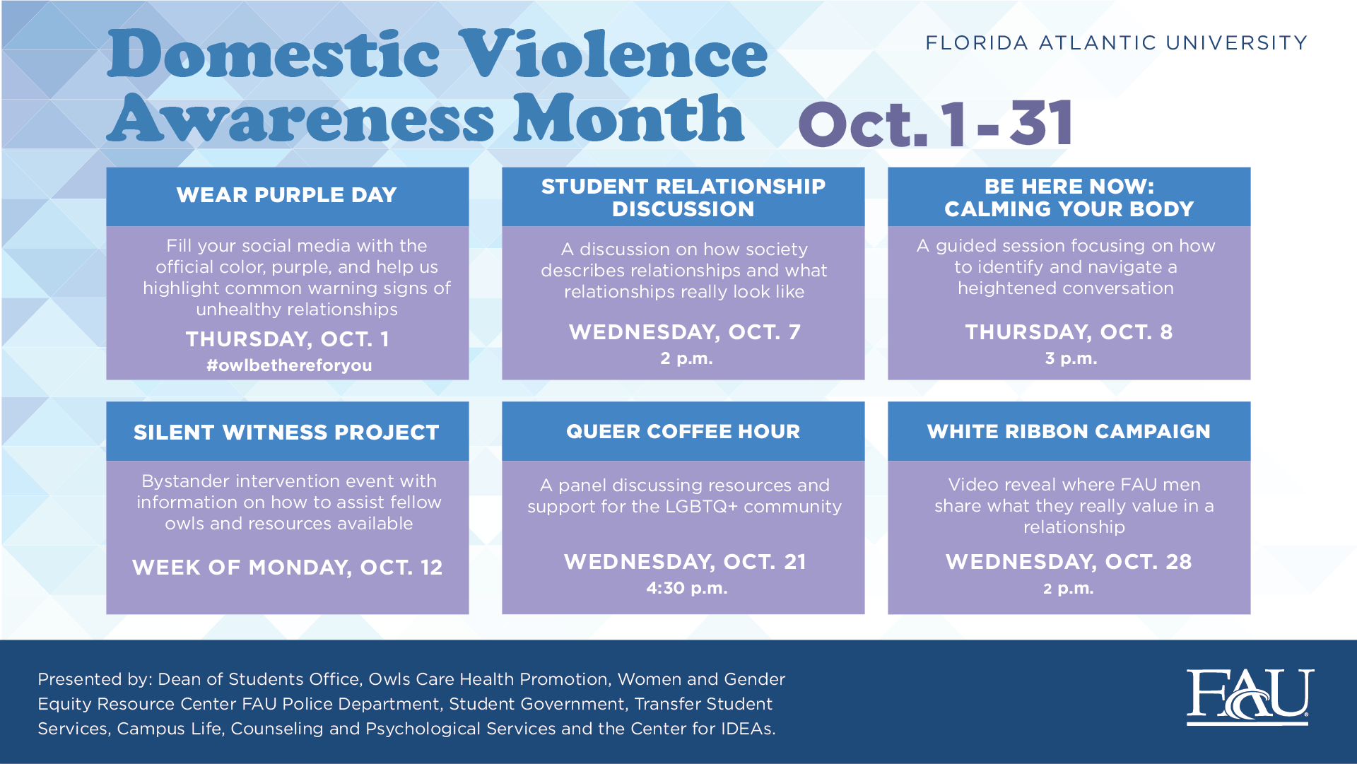 Domestic Violence event schedule