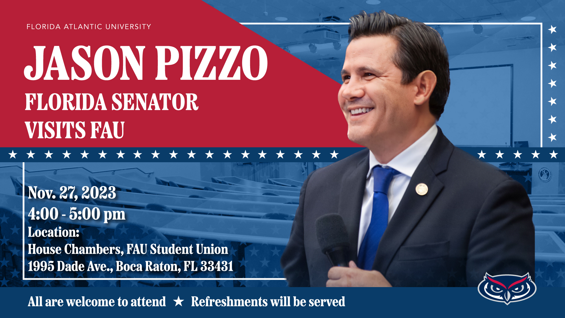 Florida Senator Jason Pizzo Visits FAU