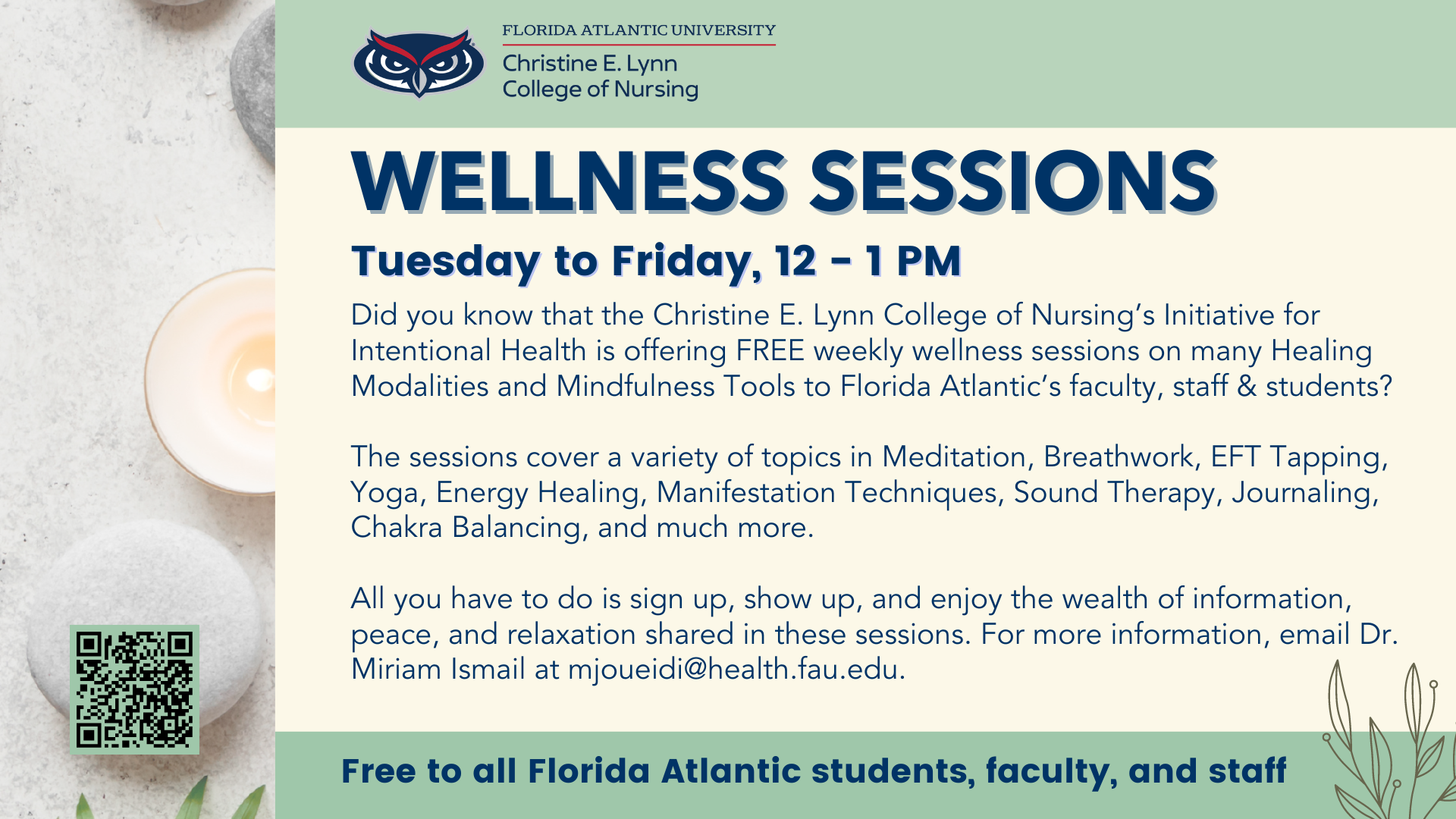 Free Wellness Sessions at the College of Nursing