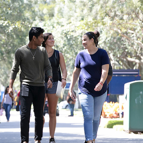 students walking on campus