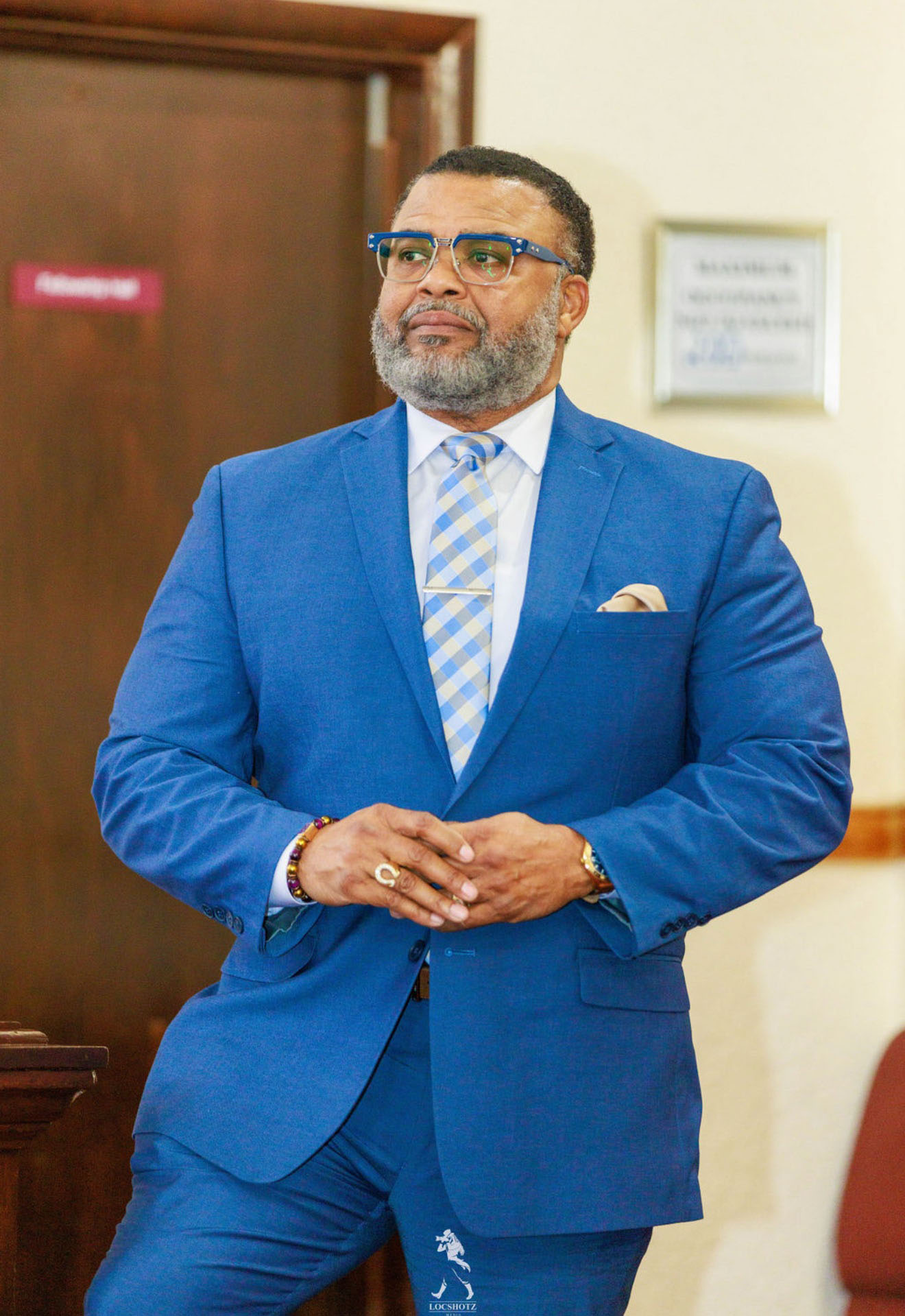 Sims photographed giving speaking at local event in Boynton Beach on the importance of relationships and voting